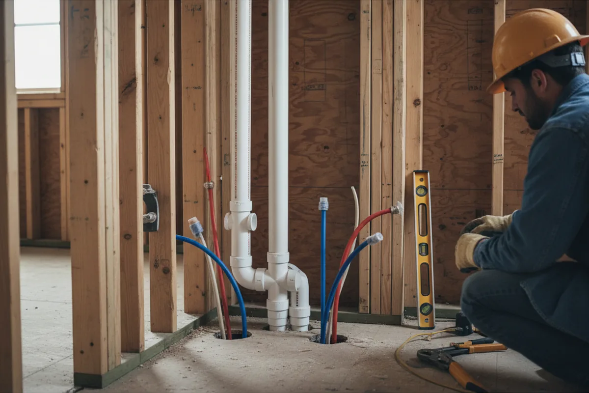 Drain and supply rough-in during Garbage Disposal Repair in Saul